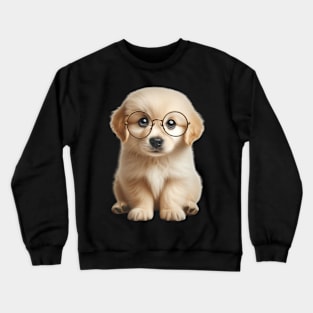 Golden retriever puppy with adorable round glasses Crewneck Sweatshirt